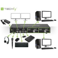 Techly Přepínač Kvm 2/1 Dp Usb