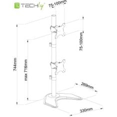 Techly Stolní Rameno X2 Vertikální Stojan