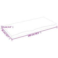 Vidaxl Stolní deska 100x50x(2-4) cm neošetřený masivní dubové dřevo