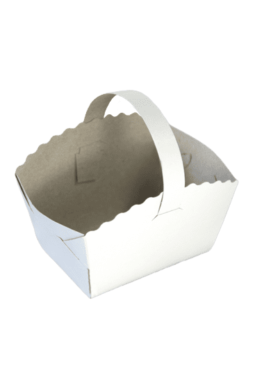 EcoRevolution Svatební košíček na koláčky s ouškem papírový 10x8x6 cm bílý bal/50 ks Balení: 50