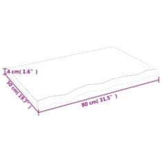 Petromila Nástěnná police 80x50x(2-4) cm neošetřené masivní dubové dřevo