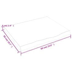 Petromila Nástěnná police světle hnědá 60x50x(2-4)cm ošetřený masivní dub