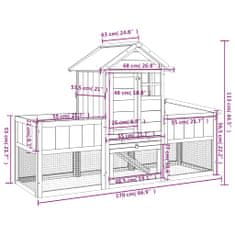 Petromila Králíkárna hnědá 170 x 63 x 113 cm masivní borové dřevo