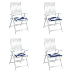 Vidaxl Podušky na židli 4 ks modré a bílé pruhy 40 x 40 x 3 cm textil