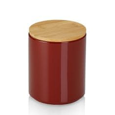 Kela Pojemník do kuchyně, keramika/bambus, 1,0 l, Ø 12 x 15 cm, červený Cady / Kela