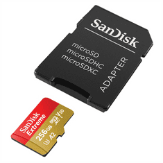 SanDisk Extreme microSDXC 256GB + SD Adapter 190MB/s and 130MB/s Read/Write A2 C10 V30 UHS-I U3