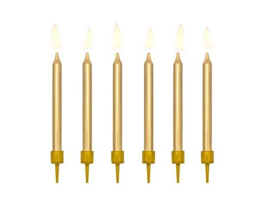 HADEX Narozeninové svíčky, zlaté, 6cm, 6ks