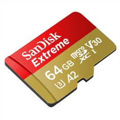 SanDisk Extreme microSDXC 64GB + SD Adapter 170MB/s and 80MB/s A2 C10 V30 UHS-I U3