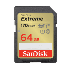 SanDisk Extreme 64GB SDXC Memory Card 170MB/s and 80MB/s, UHS-I, Class 10, U3, V30