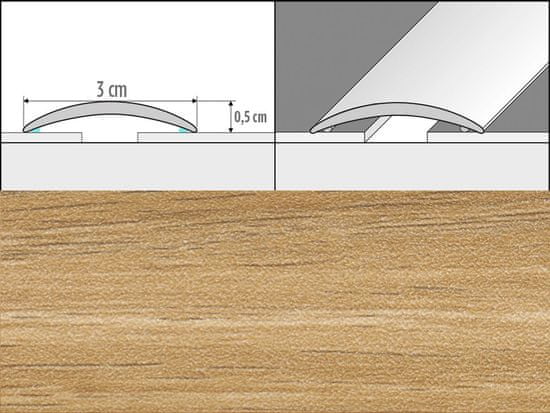 Effector Přechodové lišty A03 - SAMOLEPÍCÍ šířka 3 x výška 0,5 x délka 93 cm - dub naturální