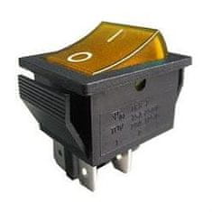 HADEX Přepínač kolébkový IRS-201-2C, OFF-ON 2pol.250V/15A žlutý, prosvětlený