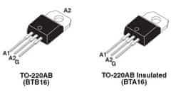 HADEX Triak BTA16-600B 600V/16A, Igt 35mA TO220