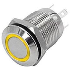 HADEX Tlačítko OFF-(ON) 12mm, 250V/2A, žluté prosvětlení 12V