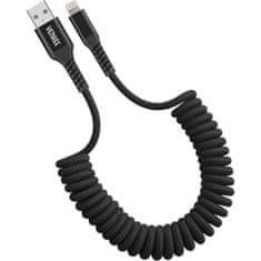 HADEX Kroucený kabel USB A / Lightning, nylon, YENKEE YCU 502 BK