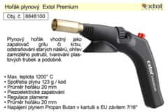 HADEX Plynový hořák Extol Premium na plynové kartuše se EU závitem 7/16”