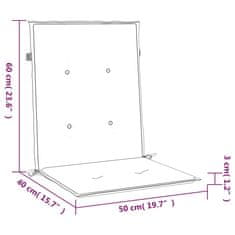 Vidaxl Podušky na židli nízké opěradlo 2ks červené kárované 100x50x3cm