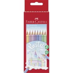 Faber-Castell Barevné pastelky, 10 pastelových barev, šestihranné, 111211