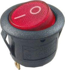 HADEX Vypínač kolébkový MIRS101-9C, ON-OFF 1p.250V/6,5A červený, prosvětlený