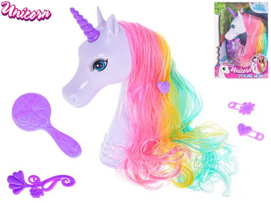 Unicorn česací hlava 20 cm s doplňky