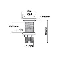 ISVEA Umyvadlová výpust 5/4“, click-clack, keramická zátka, 20-70mm, ivory 38TP0165I - Isvea