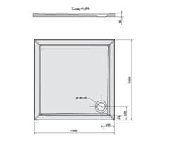 POLYSAN AURA sprchová vanička z litého mramoru, čtverec 100x100cm, bílá 60511 - Polysan