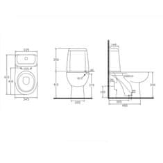 AQUALINE RIGA WC kombi, dvojtlačítko 3/6l, zadní odpad, bílá RG601 - Aqualine