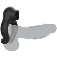 BLACK&SILVER Black and Silver Cock Ring Vibe/Licking, kroužek na penis s orálním simulátorem