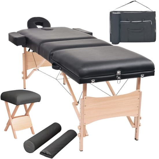 Vidaxl 3zónový skládací masážní stůl a stolička tloušťka 10 cm