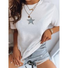 Dstreet Dámské tričko STAR POWDER ecru ry2257 M