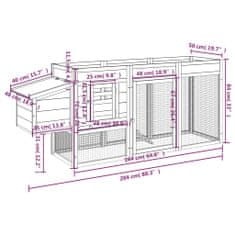 Greatstore Kurník hnědý 204 x 50 x 84 cm masivní borové dřevo