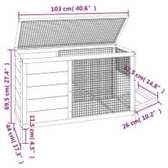 Vidaxl Králíkárna hnědá 103 x 44 x 69,5 cm masivní borové dřevo