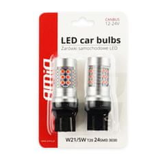 AMIO LED žárovky CANBUS 24SMD 3030 1157 T20 7443 21 / 5W červená 12V / 24V