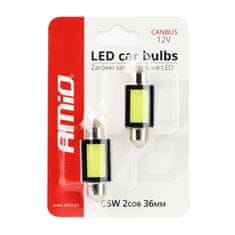 AMIO LED žárovky CANBUS COB3 FIREOBOON C5W C10W C3W 36mm bílý 12V