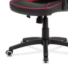 Autronic Kancelářská židle Kancelářská židle, černá ekokůže + červená látka MESH, černý plastový kříž, houpací mechanismus (KA-G406 RED)