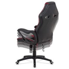 Autronic Kancelářská židle Kancelářská židle, černá ekokůže + červená látka MESH, černý plastový kříž, houpací mechanismus (KA-G406 RED)