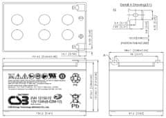CSB Pb záložní akumulátor VRLA AGM 12V/15Ah 6-DZM-12 (EVH12150)
