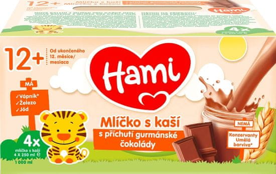 Hami mlíčko s kaší s příchutí gurmánské čokolády 4x250 ml