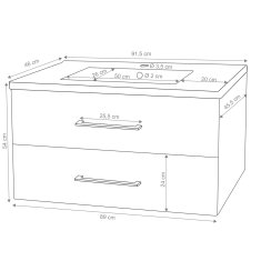 MCW Umyvadlo + toaletní skříňka Premium D16, umyvadlo Umyvadlo, vysoký lesk 90 cm ~ černá