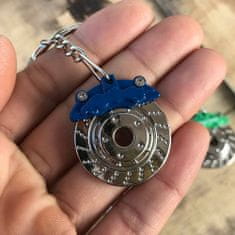 INNA Klíčenka přívěsek na klíče - vrtaný brzdový kotouč s třmenem stříbrná modrá barva