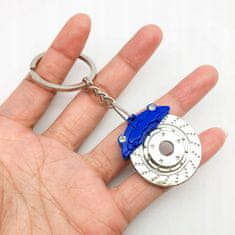 INNA Přívěsek na klíče - vrtaný brzdový kotouč s třmenem stříbrná modrá barva