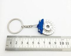 INNA Klíčenka přívěsek na klíče - vrtaný brzdový kotouč s třmenem stříbrná modrá barva