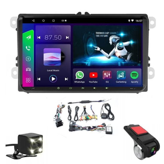 Farrot Autorádio Farrot 2 DIN 9 palců ANDROID 13 dotykový displej 2/32 GB GPS DAB CAN-BUS DSP Bluetooth WiFi couvání pro Volkswagen Passat Golf Polo Škoda Seat + DVR přední a zadní kamera