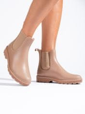 Amiatex Trendy hnědé gumáky dámské + Ponožky Gatta Calzino Strech, odstíny hnědé a béžové, 38