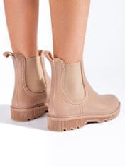 Amiatex Trendy hnědé gumáky dámské + Ponožky Gatta Calzino Strech, odstíny hnědé a béžové, 38