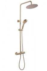 REA Sprchový set s termostatem Vincent zlatý - termostatická baterie, dešťová a ruční sprcha