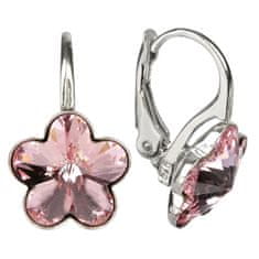 Levien Dívčí stříbrné náušnice Flower Crystal Light Rose