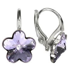 Levien Dívčí stříbrné náušnice Flower Crystal Violet