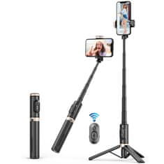 Techsuit Selfie tyč Tripod Techsuit Q12 bluetooth stativ na dálkové ovládání, černá