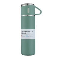 Techsuit Termoska Techsuit + hrneček 2ks v dárkové krabičce (THM4) – nerezová ocel a silicin, 500 ml – zelená