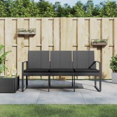 Greatstore 3místná zahradní lavice s poduškami tmavě šedá PP ratan